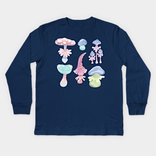 Cartoon fantasy mushrooms Kids Long Sleeve T-Shirt